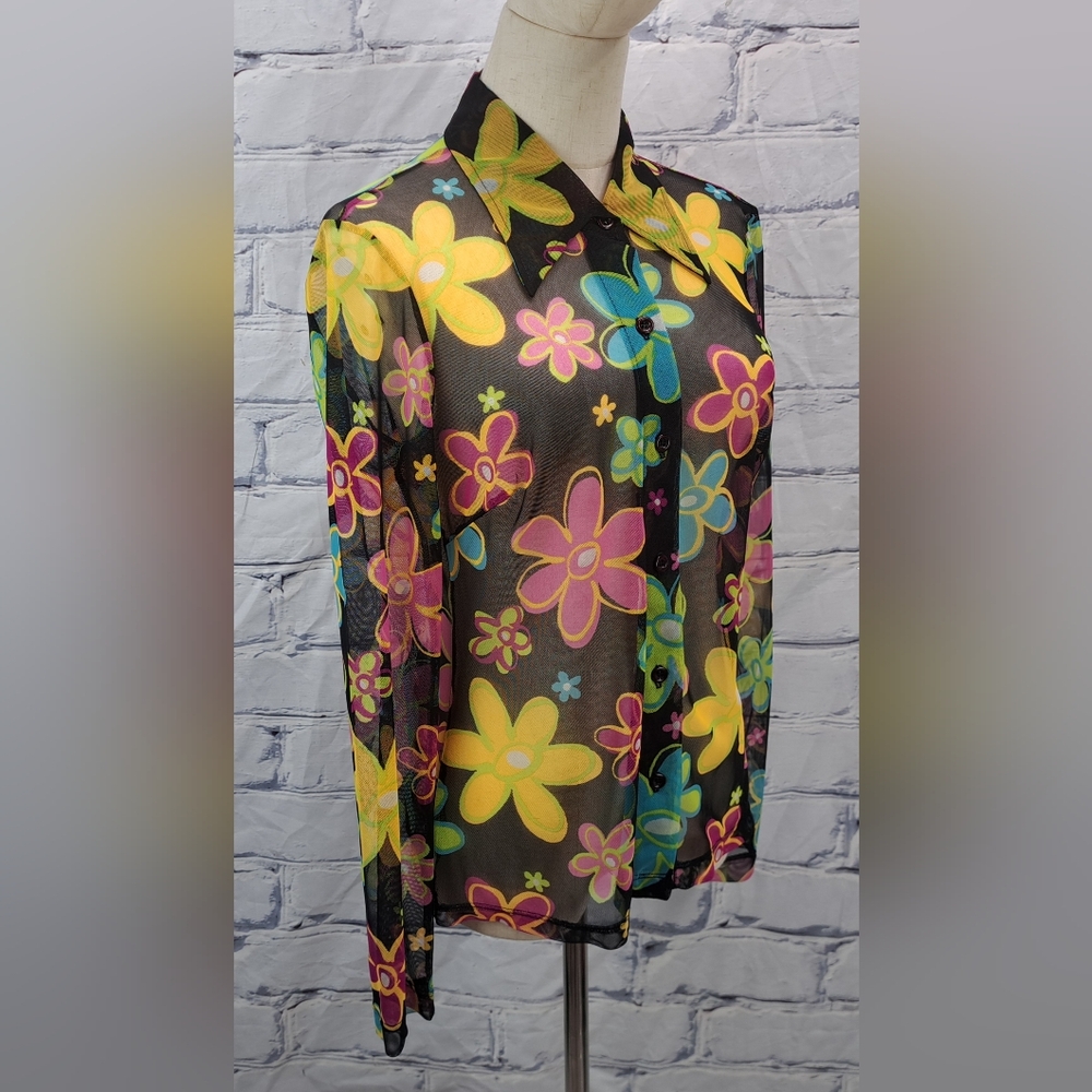 XOXO In America and Abroad Women's Shirt Hippie Floral Vintage 90s 80s Medium - Picture 11 of 13